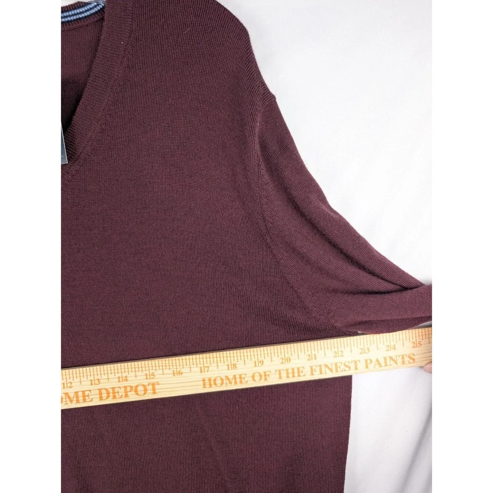 New‎ Brooks Brothers Sweater Mens Large Burgundy V-Neck Merino Wool Pullover